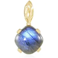 Cavill - Zilveren hanger verguld - Blauwe Minary Labradoriet 9 ct - Antieke kussen cabochon 14 mm - Handgemaakt elegant sieraad dames