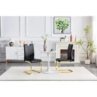 STILVORA Eetkamerstoel Set Van 2 - Gebogen Design Met Ergonomische Rugleuning - Voor Eetkamer En Kantoor - PU Zwart