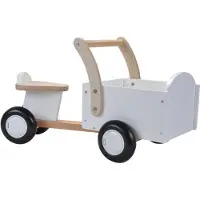 Bandits and Angels Bakfiets Loopfiets Hout Little Rider White vanaf 1 jaar - Voor Jongens en Meisjes - Ride-On Houten Bakfiets - Houten Loop Fiets Wit - Geluidsarme Wielen - Kraamcadeau