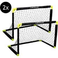 Dunlop Voetbaldoelen Set van 2 - Voetbalgoal 90 x 59 x 61 cm - Opvouwbaar - Makkelijk op te Bergen - Voetbal Training Doel voor Alle Leeftijden - Kunststof - Zwart/Geel