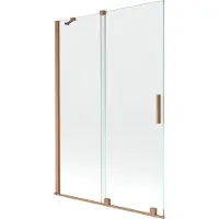 Mexen Velar badwand tweedelig schuifbaar 120 x 150 , transparant, geborsteld koper - 896-120-000-01-65