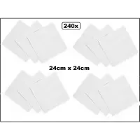 Wefiesta 240x Servetten wit 24cm x 24cm - 3 laags - Cocktail servet diner eten knoeien restaurant BBQ thema feest verjaardag feest WK