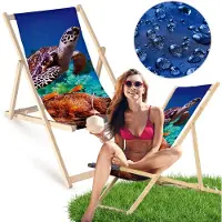 AllBags Houten Ligstoel met Schildpadprint - Comfortabel voor Tuin, Strand & Terras