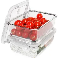Classbach glazen voedselcontainers met deksel | Set van 2 | Geschikt voor magnetron, vaatwasser, vriezer en oven | Glazen maaltijdboxen | Met stoomopening | Glazen container met deksel | C-FHD 4024 G