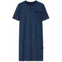 Comtessa Comte - Heren Nachthemd Korte Mouw – Donkerblauw Print – 50% Katoen / 50% Modal - maat XXL