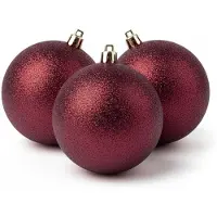 Cosy & Trendy 4x Kunststof kerstballen glitter donkerrood 10 cm kerstboom versiering - Kerstbal