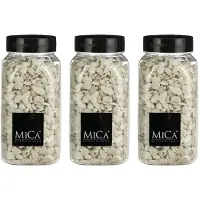 Mica Decorations decoratie steentjes - 3x - wit - 1 kilo - 650ml - hobby steentjes