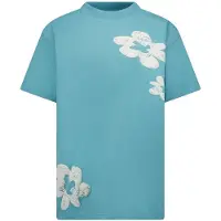 Cars gebloemde T-shirt lichtblauw Jongens Katoen Ronde hals Bloemen - maat 164