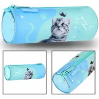 Sarcia.eu Blauwe Tube Pennenbakje voor Meisjes, Kittens 22x8x8cm