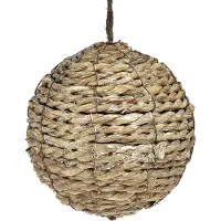 Viana Decoratieve ballen voor het ophangen van ballen strogrijs Ø15cm 3st, 3