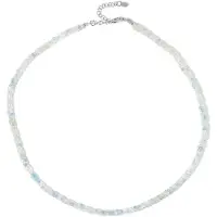 Cavill - Zilveren Halsketting - 925 Sterling Zilver Gerhodineerd - 44 ct Nigeriaanse Facet Beril - Verstelbaar 45-50 cm - Elegant