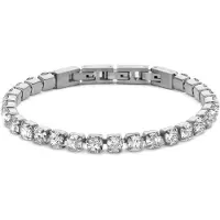 Frank 1967 7FB-0855 – Heren Armband – Tennis Armband – Witte Zirkonia – Zilverkleurig Staal – 3 mm – 21 cm – Cadeau voor Mannen