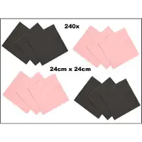 Wefiesta 240x Servetten zwart en licht roze 24cm x 24cm - 3 laags - Cocktail servet diner eten knoeien restaurant BBQ thema feest verjaardag feest WK