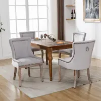 STILVORA Eetkamerstoel 61 x 91 cm - Gestoffeerd Met Gebogen Rugleuning - Voor Eetkamer En Woonkamer - Fluweel - Grijs