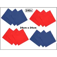 Wefiesta 240x Servetten blauw en rood 24cm x 24cm - 3 laags - Cocktail servet diner eten knoeien restaurant BBQ thema feest verjaardag feest WK
