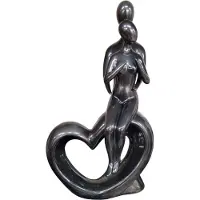 Gilde Sculptuur Keramiek liefde met hart - metalic zwart - 20x12x33 cm