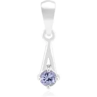 Cavill - Zilveren Hanger - 925 Sterling Zilver Gerhodineerd - 0,213 ct Roze Tanzaniet Rond 4 mm - Elegante Dames Sieraad