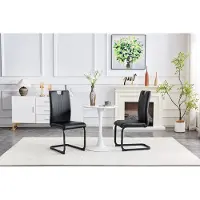 OKWISH Eetkamerstoel Set Van 2 - Ergonomische Rugleuning En Antislip Poten - Voor Eetkamer Of Kantoor - PU - Zwart