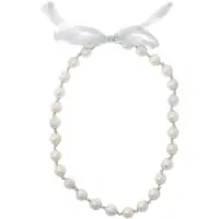 Behave - Lange ketting met parels en zilverkleurig lint - 63 cm - Elegante mode sieraden