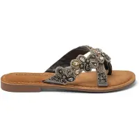 Lazamani Slippers Dames Grijs Leer Maat 38