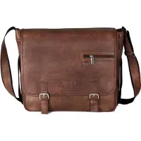 Solier - casual messenger schoudertas - kunstleer -lichtbruin -34x32x11 cm