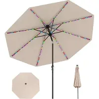 KOMFOTTEU Parasol 288 cm - met 96 ledlampen en 9 modi - stokparasol - aan beide 35° knikbaar - tuinparasol - voor tuin, strand, balkon