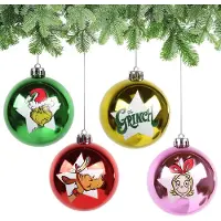 Sarcia.eu The Grinch Set kerstballen, kunststof, kerstversiering voor de kerstboom 8 cm, SET van 4 stuks