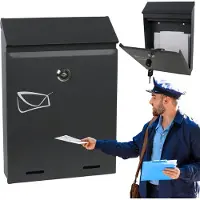 Sarcia.eu Anthracite letterbus op brieven + 2 sleutels, UV-bestendig 26x18,5x5,5 cm