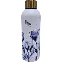 Ter Steege Waterfles - isoleerfles - Wit met blauwe tulpen en vlinder - Typisch Hollands cadeau - Nederlandsegeschenk