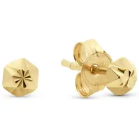 New Bling 9NBG-1040 – Gouden Oorbellen Dames – Oorknopjes Hexagon – 14K Goud – 3,2 mm