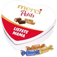 Merci Petits geschenkdoos hartje "Liefste mama" - mix van smaken - chocolade cadeau - 115g