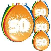 Folat 50e Verjaardag - leeftijd ballonnen - setje van 32x stuks - multi kleuren - 50 cm - versiering - feestartikelen