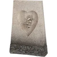 Gilde sculptuur liefdes schommel 4x14x20 cm - resin stonelook en metallook - grijs creme en brons