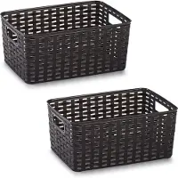 PlasticForte Opbergmand - 4x - Kastmand - rotan kunststof - donkerbruin - 10 Liter - 22 x 33 x 16 cm