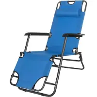 Springos Relaxstoel, strandstoel, zonneligstoel, ligstoel, tuinligstoel, opvouwbaar - Blauw