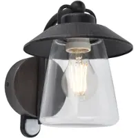 Lutec CATE buitenwandlamp met sensor, zwart, 22 cm, IP44, E27 CATE, dimbaar, zwart, Aluminium, Antiek, Wandlamp buiten