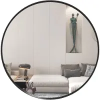 HOMCOM Wall Mirror Aluminiumlegierung, Glas 61L x 1B x 61H cm Schwarz