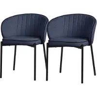 ML-Design Set van 2 eetkamerstoelen met rugleuning & armleuning donkerblauw met metalen poten tot 120 kg