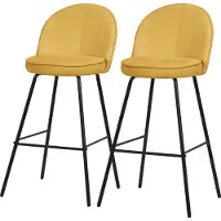 ML-Design Barkruk set van 2 mosterd 52x102x50 cm met rugleuning en voetensteun tot 120 kg