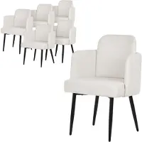 ML-Design Set van 6 eetkamerstoelen met rugleuning & armleuning Beige met metalen poten tot 120 kg