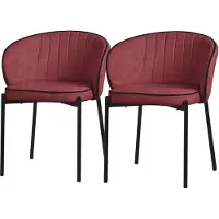 ML-Design Set van 2 eetkamerstoelen met rugleuning & armleuning rood met metalen poten tot 120 kg