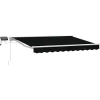 vidaXL Handbediende luifel met LED's Zwart en Wit 3,5 x 2,5 m