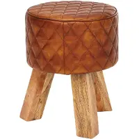 Wohnling Poef bruin leer 35x46x35 cm - WL6.090