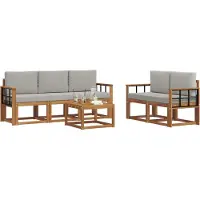 vidaXL Buiten bank set 6 st Natuurlijk en Licht Grijs