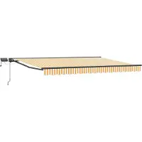vidaXL Handbediende luifel met LED's Geel, Wit, Anthraciet 4 × 3,5 m