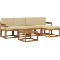 vidaXL Buiten bank set 6 st Natuurlijk en Beige
