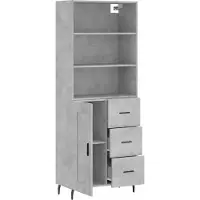 vidaXL Hoge kast 69,5x34x180 cm bewerkt hout betongrijs