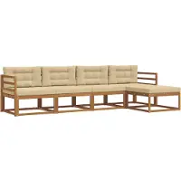 vidaXL Buiten bank set 5 st Natuurlijk en Beige