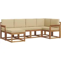 vidaXL Buiten bank set 6 st Natuurlijk en Beige