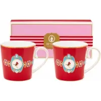 Pip studio Mok Home Mugs Large Love Birds Medallion Red (Set van 2)